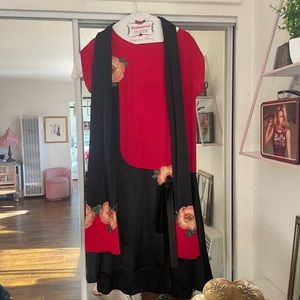 COPY - 1920s vintage flapper gatsby silk dress and matching scarf/sleeves hat